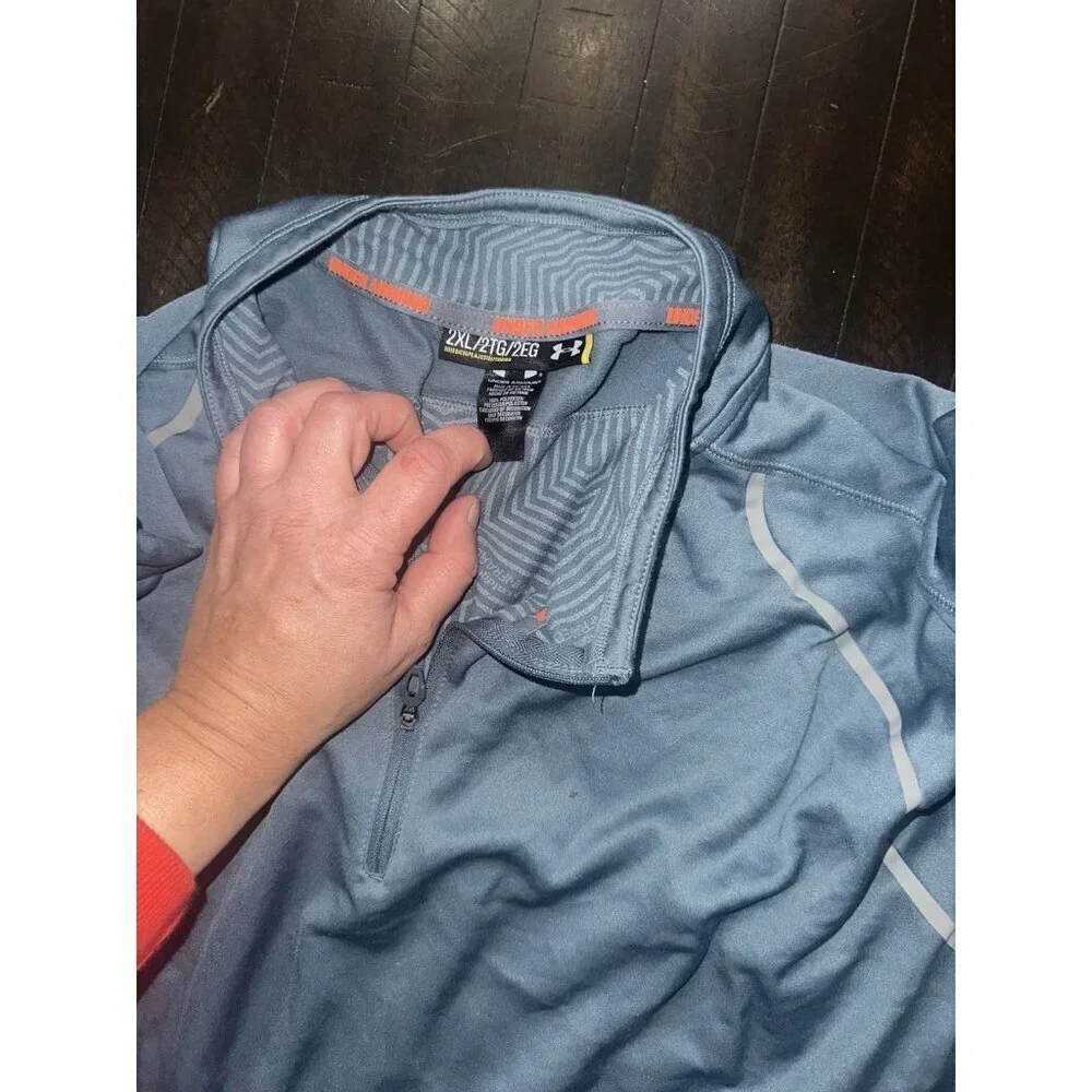 Under Armour Pullover Sweater Mens Large Blue 1/4 Zip Knit Sweatshirt 2x Mens